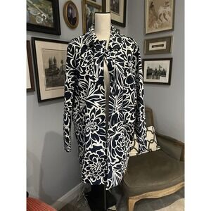 Navy‎ White 3 Season Abstract Floral Light Jacket XL 14/16 George Mark Eisen